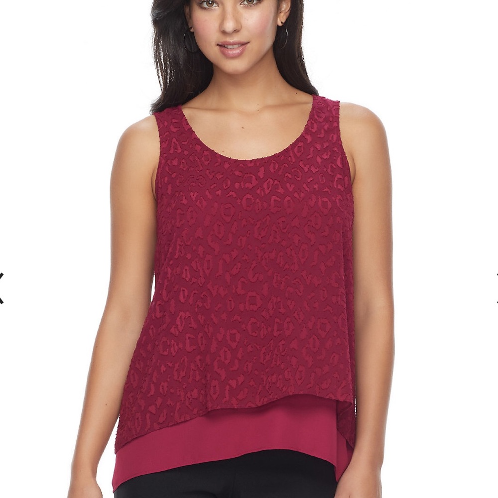 Apt. 9 chiffon overlay split back red blouse